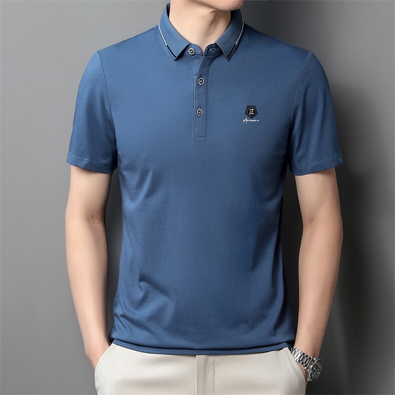 中青年夏季2022薄款男士短袖POLO衫透气时髦商务潮流半袖上衣P50，男装Polo衫，星座1105-3