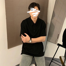 得物抖音高品质二开珠地网眼透气面料纯色宽松短袖T恤翻领POLO衫，男装T恤，电商A486