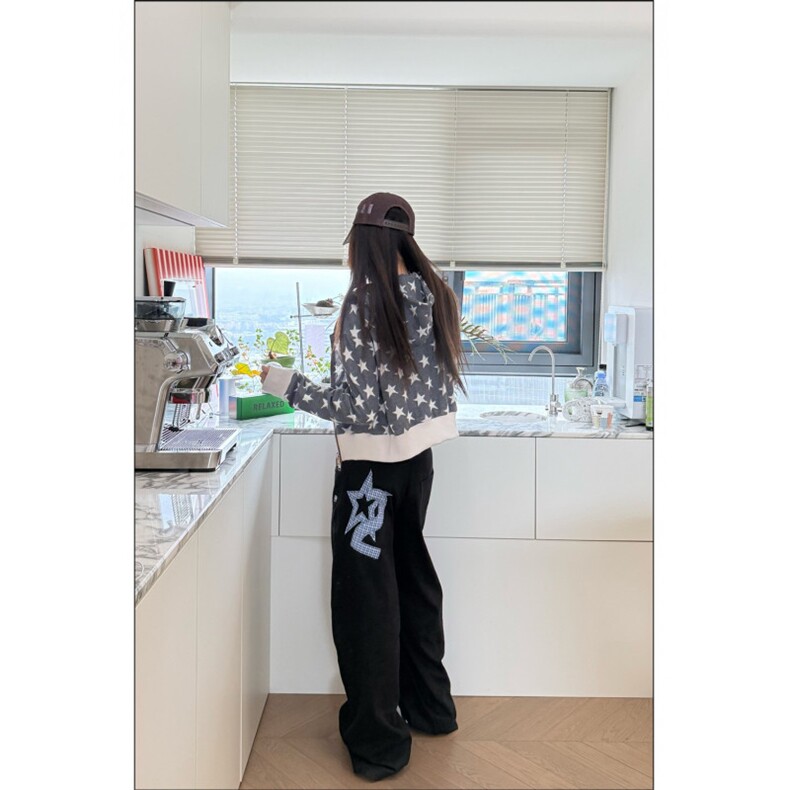 春秋新款宽松弯刀裤女高腰显瘦刺绣直筒休闲牛仔裤阔腿裤,男装牛仔裤,四季星座505
