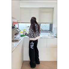 春秋新款宽松弯刀裤女高腰显瘦刺绣直筒休闲牛仔裤阔腿裤，男装牛仔裤，四季星座505