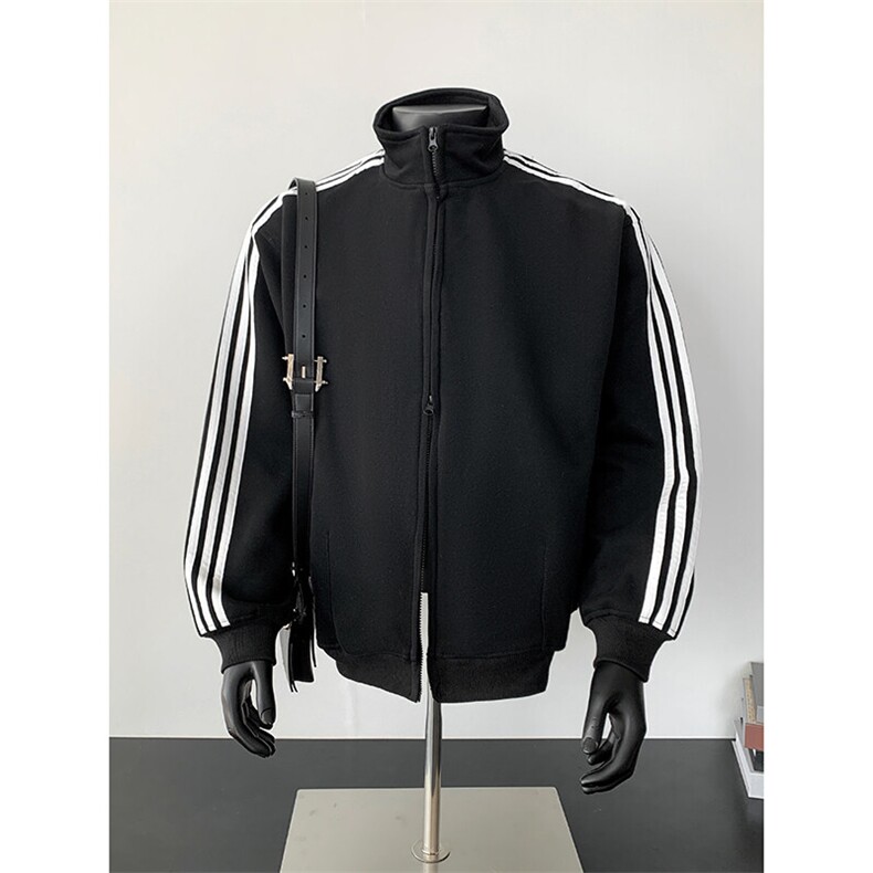 春秋季三条杠复古开衫卫衣宽松休闲百搭外套，男装夹克，星座410-7