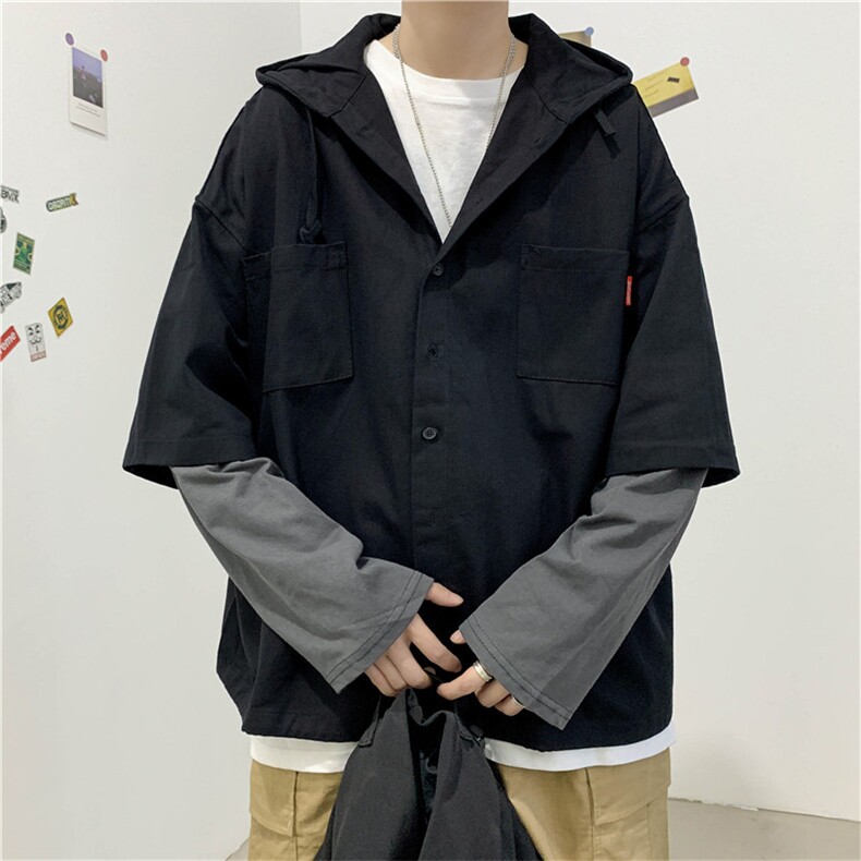 原宿风秋季港风男韩版休闲连帽卫衣开衫拉链假两件W1677-P45,男装卫衣,星座512-2