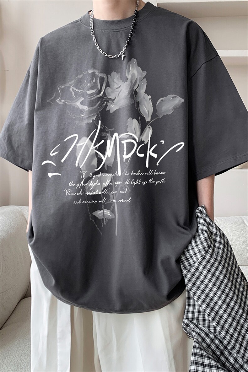 图案已注册夏季美式高街情侣短袖T恤男潮宽松半袖体恤衫D133/P25,男装T恤,电商B209