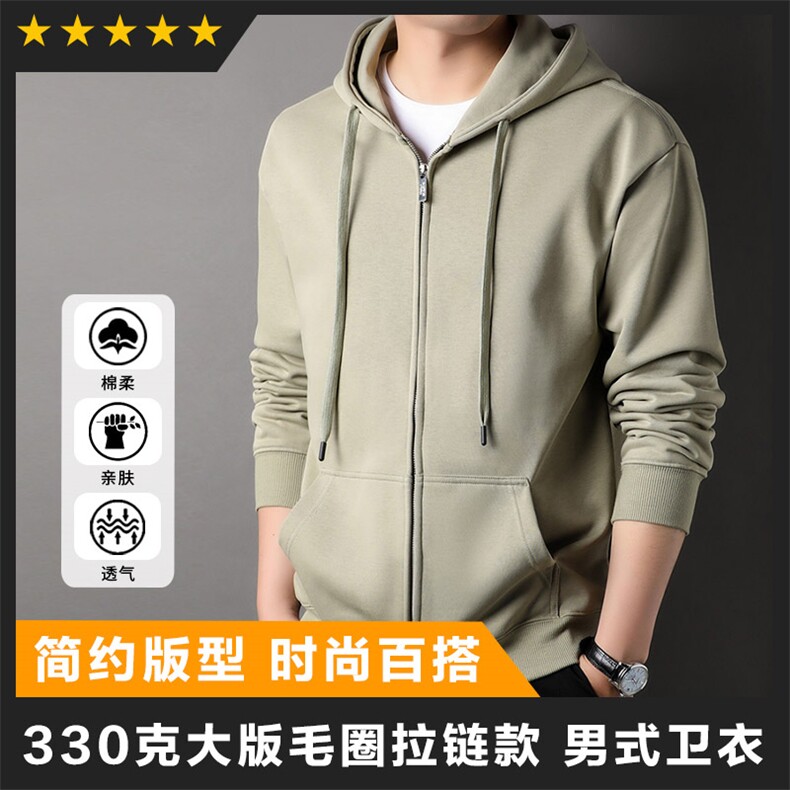 F83098主推款备货足连帽拉链开衫卫衣330克大版毛圈时尚版型阔版图片