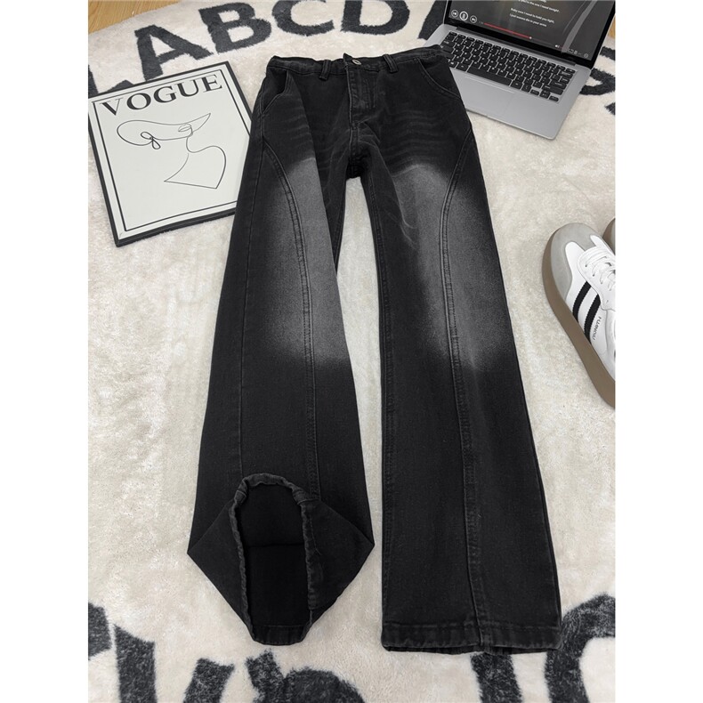 B221美式ins高街修身斜切微喇牛仔裤LK25574-特P40控68图片