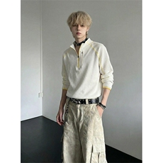 春季哈苏线撞色长袖T恤户外正肩内搭上袖卫衣男C64163-TP4588，男装T恤，电商A102