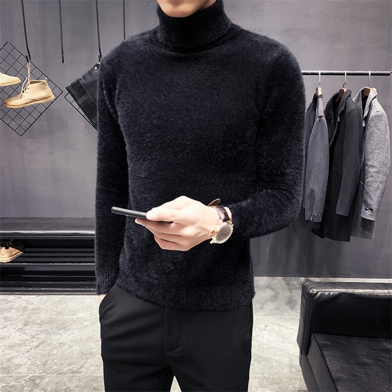 19加厚纯色仿水貂绒高领修身毛衣针织衫C301-M1015,男装针织衫/毛衣,电商C301