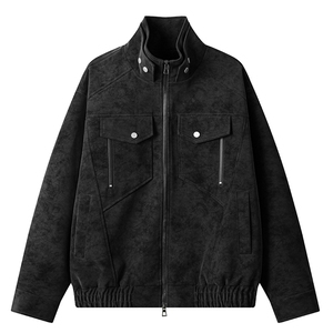 pu皮外套男春秋痞帅美式复古工装男装皮衣夹克男款衣服W6870-P75图片