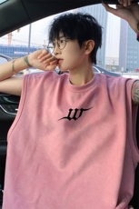 12025夏季新款男士印花麂皮绒无袖T恤百搭背心TLBX15特P18，男装T恤，电商B220