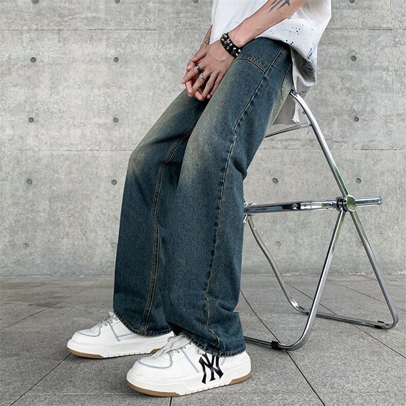 美式高街水洗宽松直筒复古休闲牛仔裤A161-S2307-P57,男装牛仔裤,电商A161