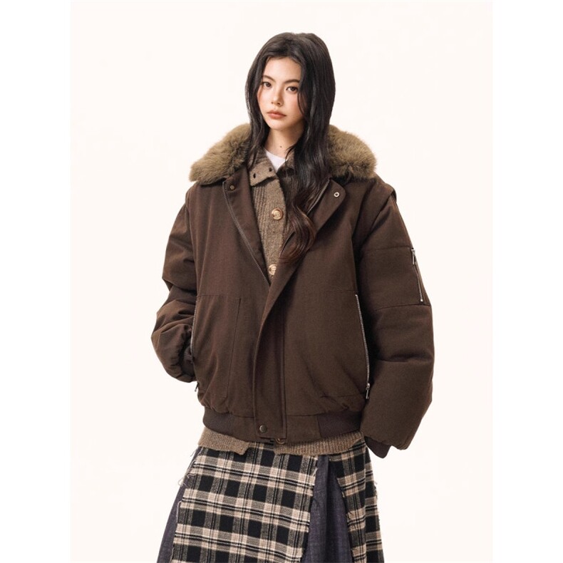 巴恩风毛领派克棉服女男冬季加厚保暖工装外套宽松休闲棉衣情侣款,男装棉衣,星座506A