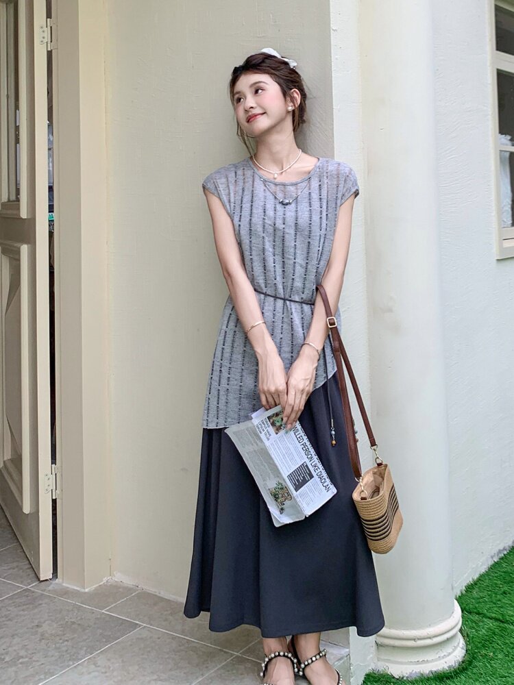 法式小众别致收腰两件套连衣裙女夏2025新款高级,女装套装/套裙,欣美人