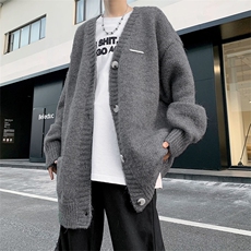 美式复古V领开衫毛衣宽松百搭针织衫男女情侣外套潮牌92211-p53，男装针织衫/毛衣，星座1008