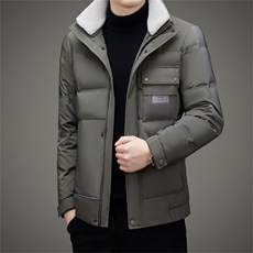 BAMJ-8916钱塘2020-2中年男士冬季厚款拉链毛领简约羽绒服P235，男装羽绒服，钱塘207-2