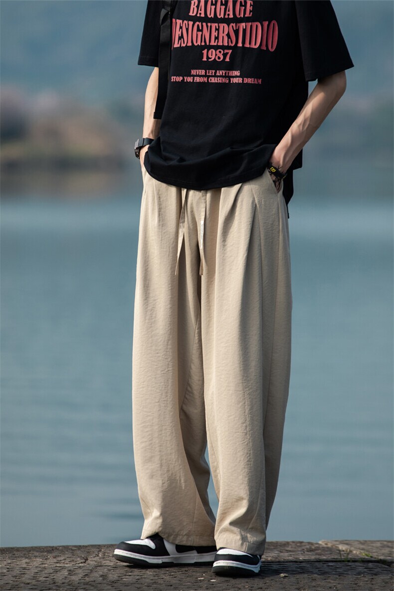 2025春夏新款潮牌垂感西裤百搭直筒阔腿休闲长裤男2532-P40控59,男装休闲裤,电商C305A