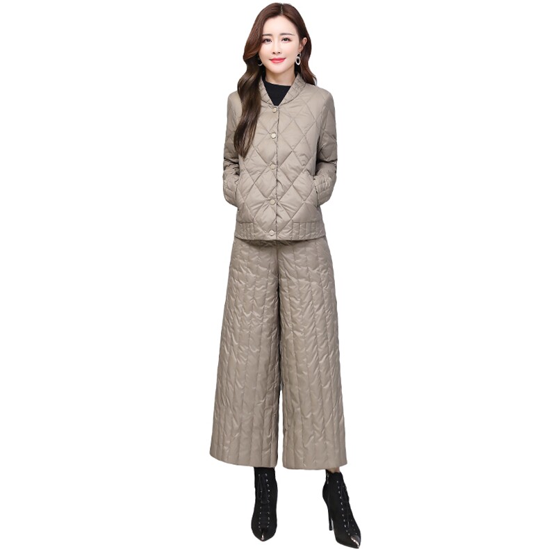 2022秋冬休闲棉衣套装阔腿裤两件套,女装棉衣/棉服,悠米