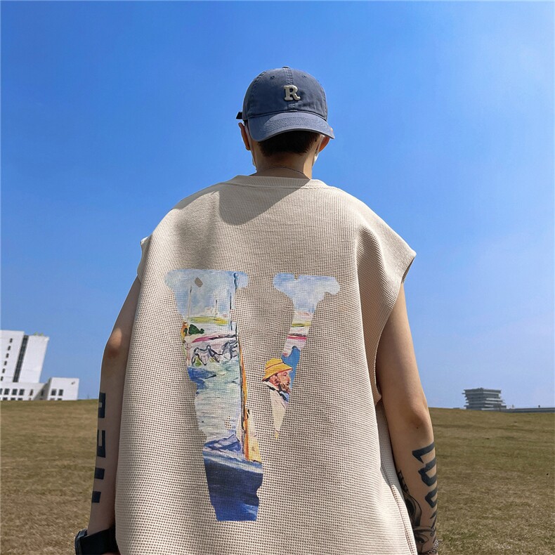 华夫格背心重磅220克油画v印花HB7116-P25控38（抖音不可售）,男装背心/马甲,星座508（原C305）