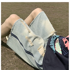 五分牛仔短裤男士宽松直筒青少年夏季薄款中裤潮流休闲运动短裤，男装牛仔裤，星座1013