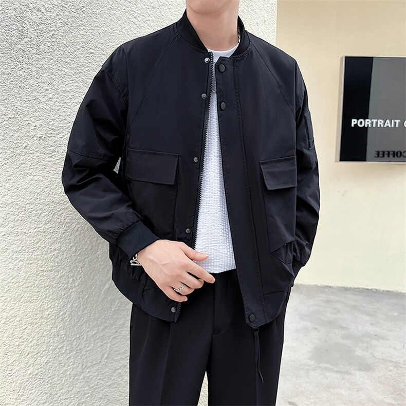 社会小伙秋季新款工装休闲轻熟风夹克时尚棒球领外套男JK123-P95,男装夹克,电商A413