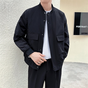 社会小伙秋季新款工装休闲轻熟风夹克时尚棒球领外套男 JK123-P95图片