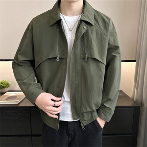 2025春季新款翻领店主风夹克外套男士休闲纯色上衣男JK150-P115