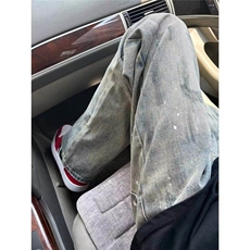 美式高街泼墨牛仔裤春夏季复古水洗做旧潮牌百搭直筒裤L91299-P48，男装牛仔裤，星座1008