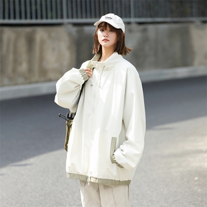 815A-MJ79072-65特 两面穿拼接外套夹克潮牌冲锋衣服女模图片