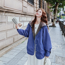 【新款】2C137-8282-P135-K218蓝格拼接灰色两面穿外套，女装短外套，2C137