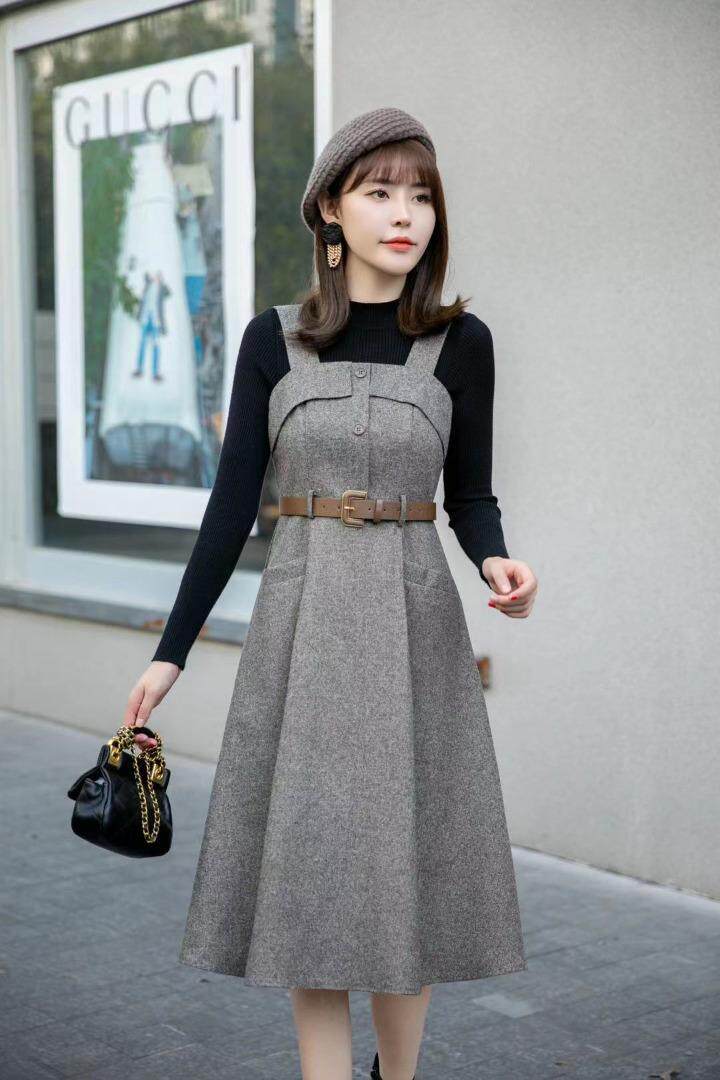 [现货]秋冬两件套连衣裙，两色，四个尺码，女装连衣裙，依柏璐