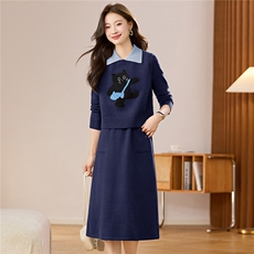 马甲套装2025新款今年流行新款毛衣裙长款高级感马夹两件套连衣裙，女装羊毛衫，艾米