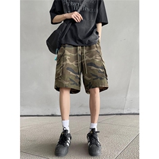 现货~美式高街复古水洗迷彩工装短裤五分裤XZ502-DK96-P45控65，男装牛仔裤，星座502