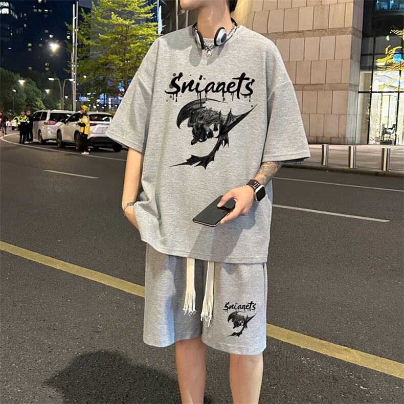 套装！华夫格套装短袖T恤短裤男HTZ536-特p：38,男装牛仔裤,电商B371