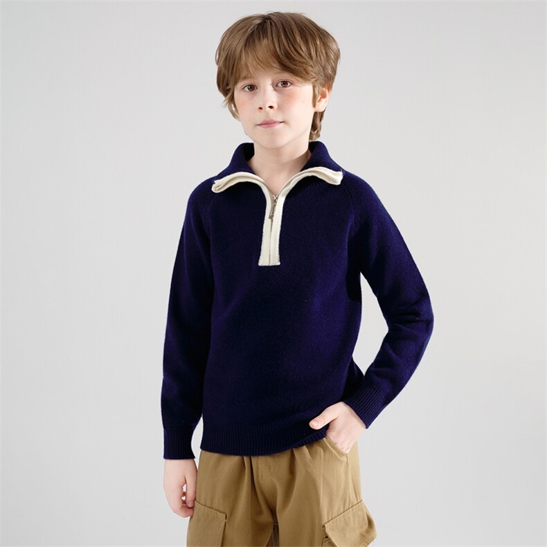 2025年时尚百搭提前简约儿童加厚半拉链，童装儿童羊毛衫，牧皓研