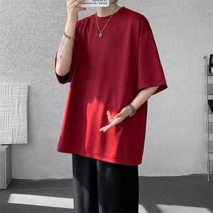 8XL-M高品质重磅棉光版纯色短袖T恤百搭款半截袖五分袖DX332特P23图片
