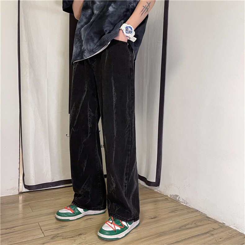 扎染牛仔裤男ins高街潮牌嘻哈直筒阔腿垂感宽松哈伦裤K1197-P40,男装牛仔裤,星座512-2