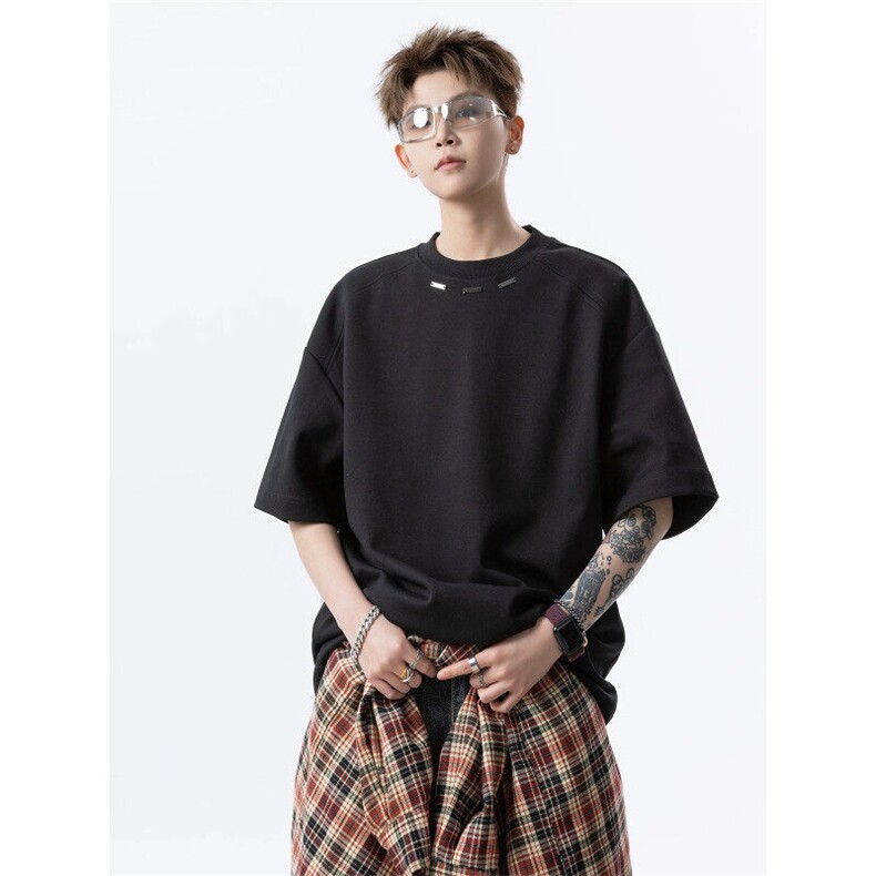 706-T6302-P35260克重磅特P现货夏季痞帅设计感钢标短袖T恤男,男装T恤,星座706