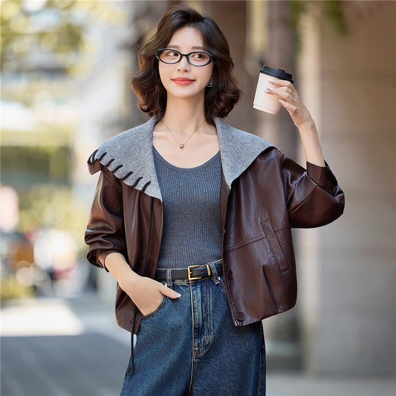 【秋季女装现货】大量现货短款韩版皮衣外套P-125，女装皮衣，简古