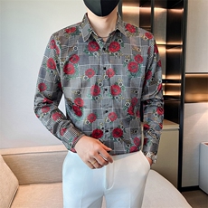 社会小伙店主风男士长袖印花长袖衬衫301A-1/CS602/P55，男装衬衫，星座301A-1
