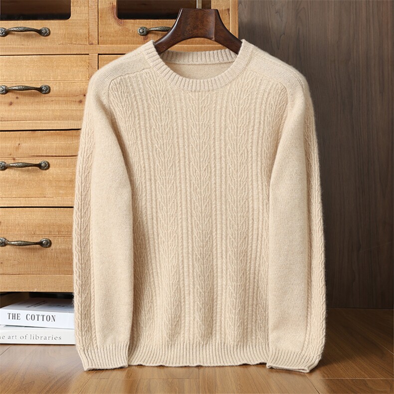 品质男马鞍肩羊绒衫羊绒经典圆领设计舒适保暖商务休闲男装，男装羊绒套衫，榆莲羊绒