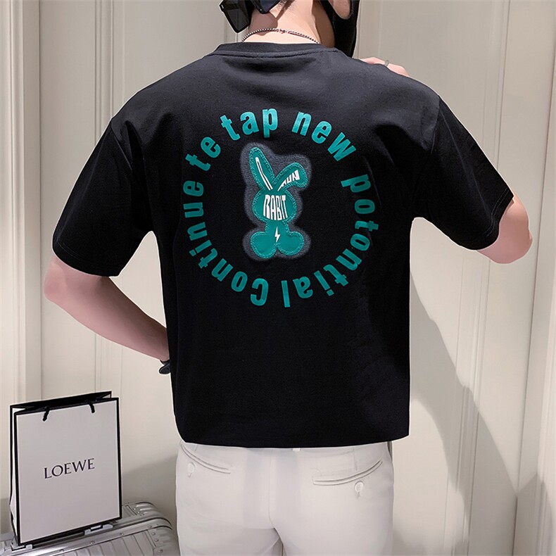 TX24-P38夏季T恤男短袖半截袖新款男装上衣痞青年半袖-黑1控58，男装T恤，电商D327