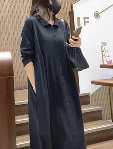 polo领35%女秋冬中长款羊绒开衫连衣裙图片