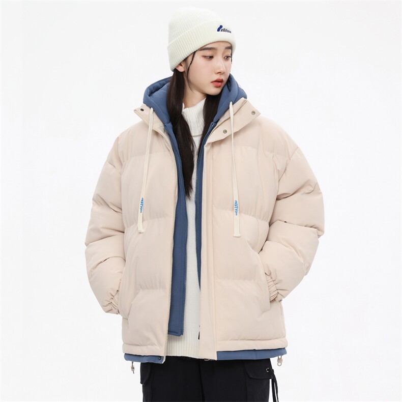 2023高品质中性风男女休闲连帽假两件棉衣外套618A-M002图片