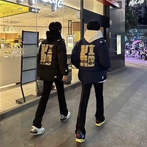 美式复古刺绣字母立领棉服2025秋冬新款潮牌运动宽松保暖情侣外套图片