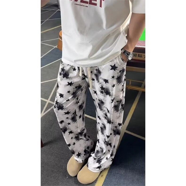 美式扎染星星裤子男装夏季新款慵懒松弛感休闲裤速干直筒遛弯裤,男装休闲裤,星座506A