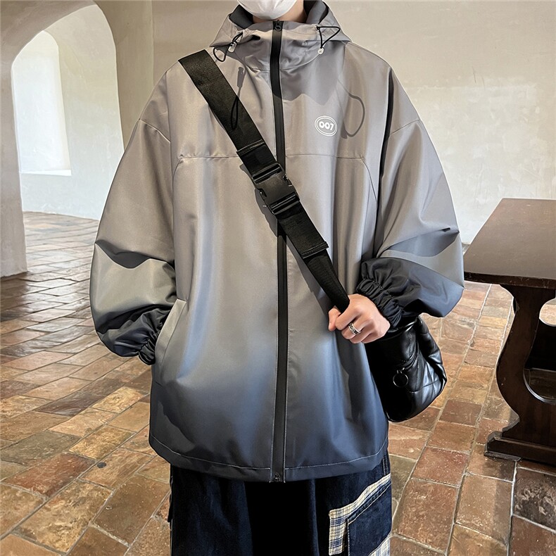 港风山系防水冲锋衣渐变色夹克男：聚酯纤维JK77087P85控128，男装夹克，星座227-7