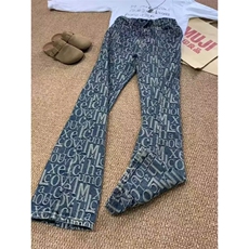 复古字母提花弯刀牛仔裤男美式高街直筒微喇休闲裤513ACK2512P39，男装牛仔裤，星座513A