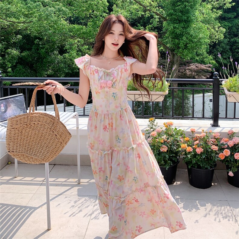 【夏日度假风】温柔甜美显瘦法式碎花连衣长裙A229-1-P125-k185图片