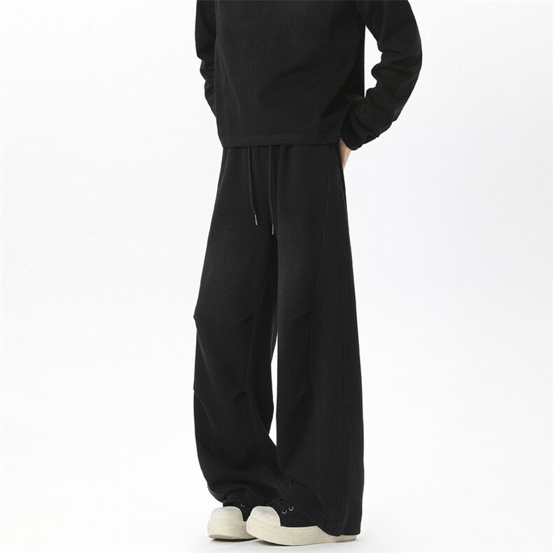 【现货】A766-P50-控88水洗做旧卫裤褶皱弯刀裤宽松休闲裤阔腿裤，男装休闲裤，电商B335