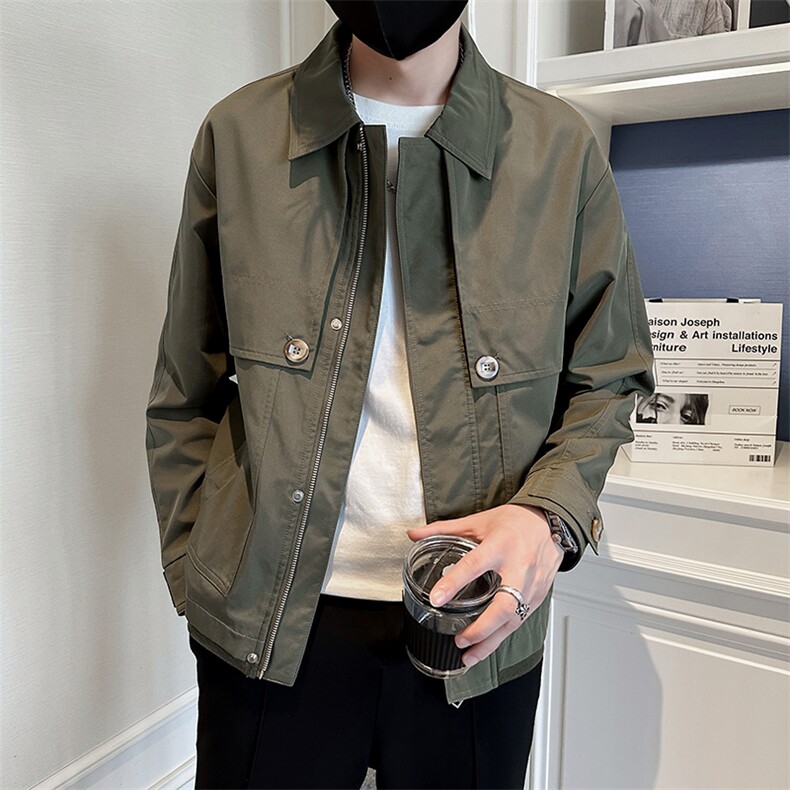 秋季轻熟抖音小伙青年纯色休闲夹克店主风A236-JK5099-P115,男装夹克,电商A236
