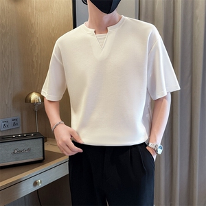 夏打底衫纯色百搭纯色圆领T恤短袖社会小伙A236-82558-特P38图片